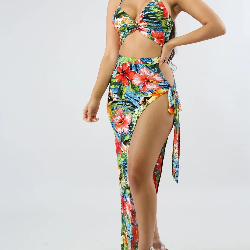 Tropical Floral Cut-Out Swimsuit